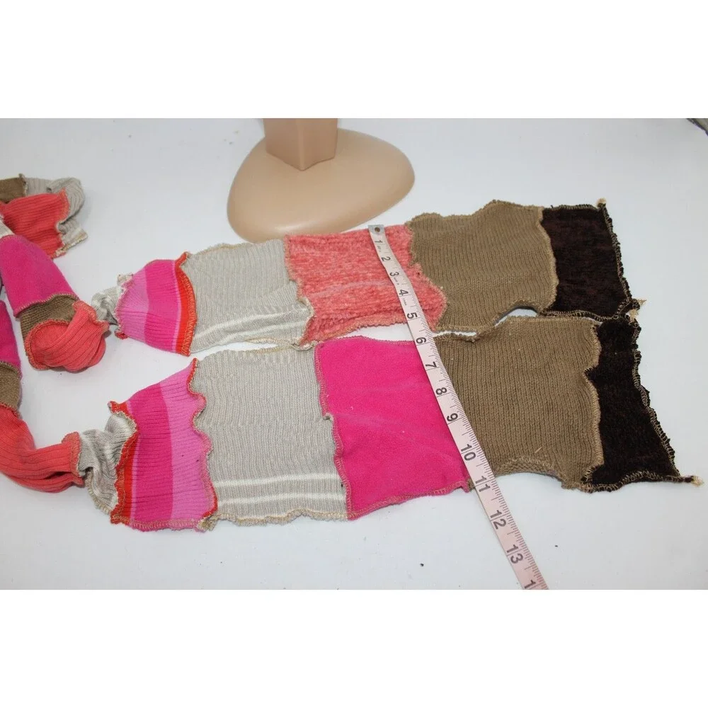 Scarf Upcycled Pink Brown Sweaters Winter Wedding Aprx 7' Long Handmade Tan NICE